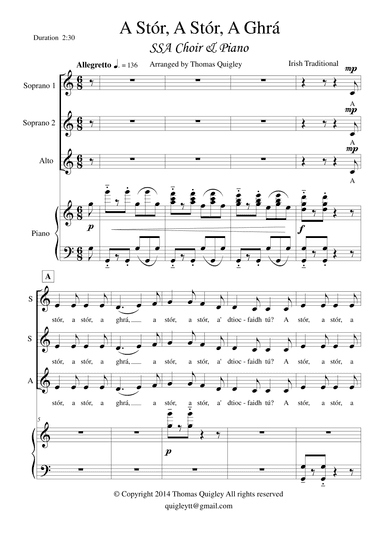 A Stór, A Stór, A Ghrá (arr. Thomas Quigley)