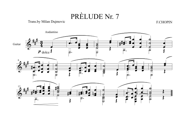 Prelude Op.28 No.7 (arr. Milan Dujmovic)