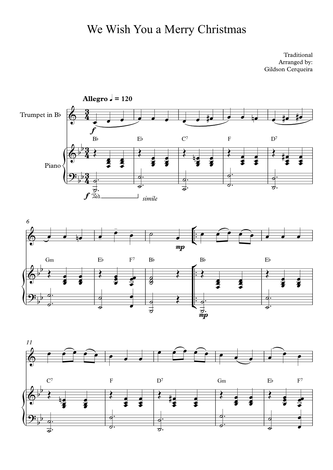 We Wish You a Merry Christmas (arr. Gildson Cerqueira)