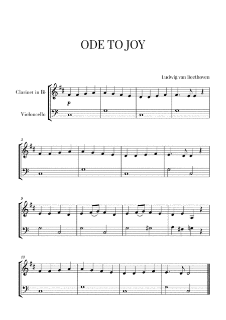 Beethoven - Ode to Joy (for Clarinet and Cello) (arr. Cadenza Editions)