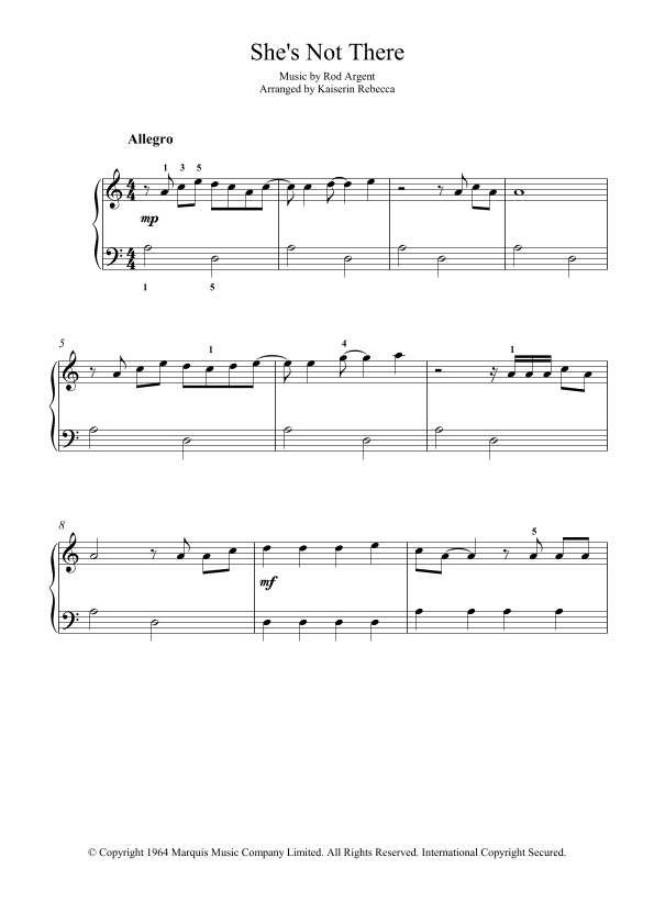 She's Not There (arr. Kaiserin Rebecca)