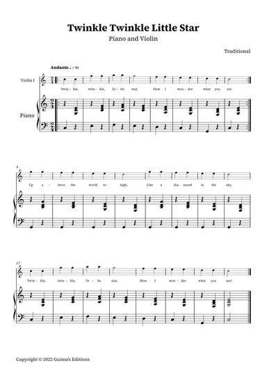 Twinkle Twinkle Little Star (arr. Guima's Editions)
