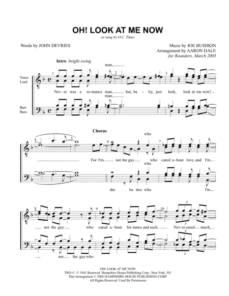 Oh! Look At Me Now (arr. Aaron Dale)