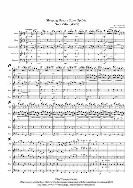 Tchaikovsky: Sleeping Beauty Suite Op.66a No.5 Valse (Waltz) - wind quintet (arr. Ray Thompson)