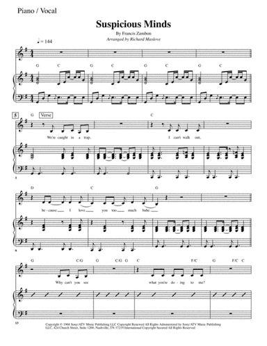 Suspicious Minds (arr. Richard Maslove)