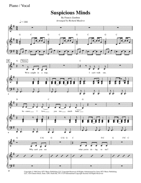 Suspicious Minds (arr. Richard Maslove)