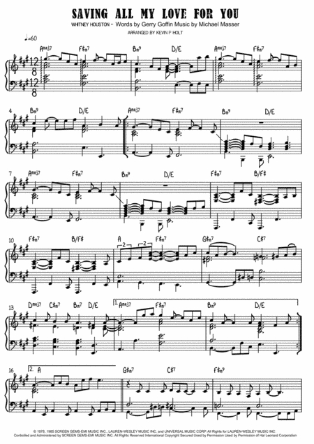 Saving All My Love For You (arr. Kevin P. Holt)