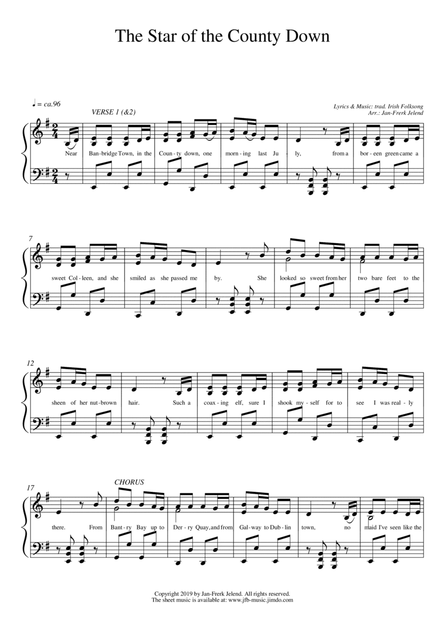The Star Of The County Down  (Piano Version) (arr. Jan-Frerk Jelend)