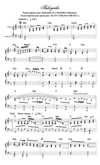 Sukiyaki - Tango japonés por Rokusuke Ei y Hachidai Nakamura (arr. Juan Carlos Cortés A.)