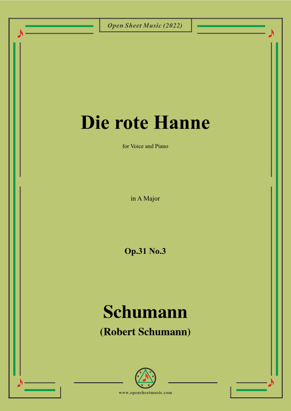 Schumann-Die rote Hanne,Op.31 No.3,in A Major (arr. OSM Press)
