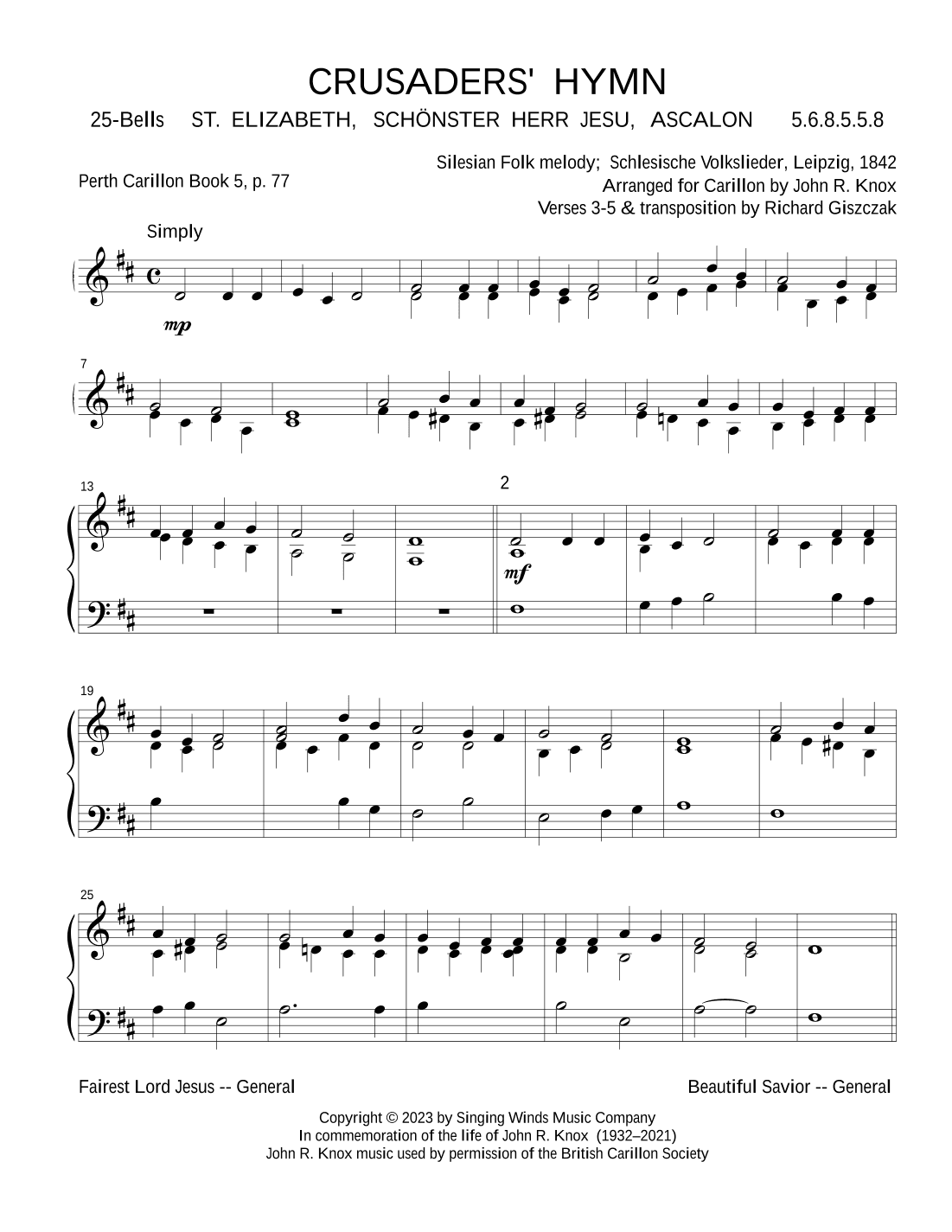 25B. CRUSADERS' HYMN (arr. John R. Knox & Richard Giszczak)