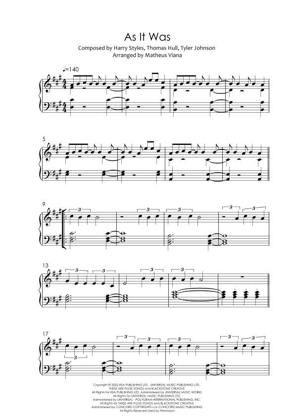 As It Was (arr. Matheus Viana)