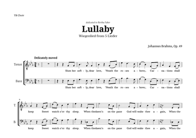 Lullaby by Brahms for TB Choir (arr. Langanho)