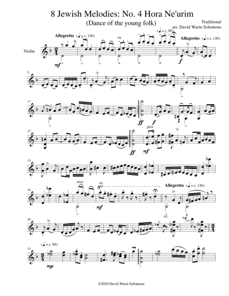 Variations on Hora Ne'urim (dance of the young folk) for violin solo (arr. David Warin Solomons)