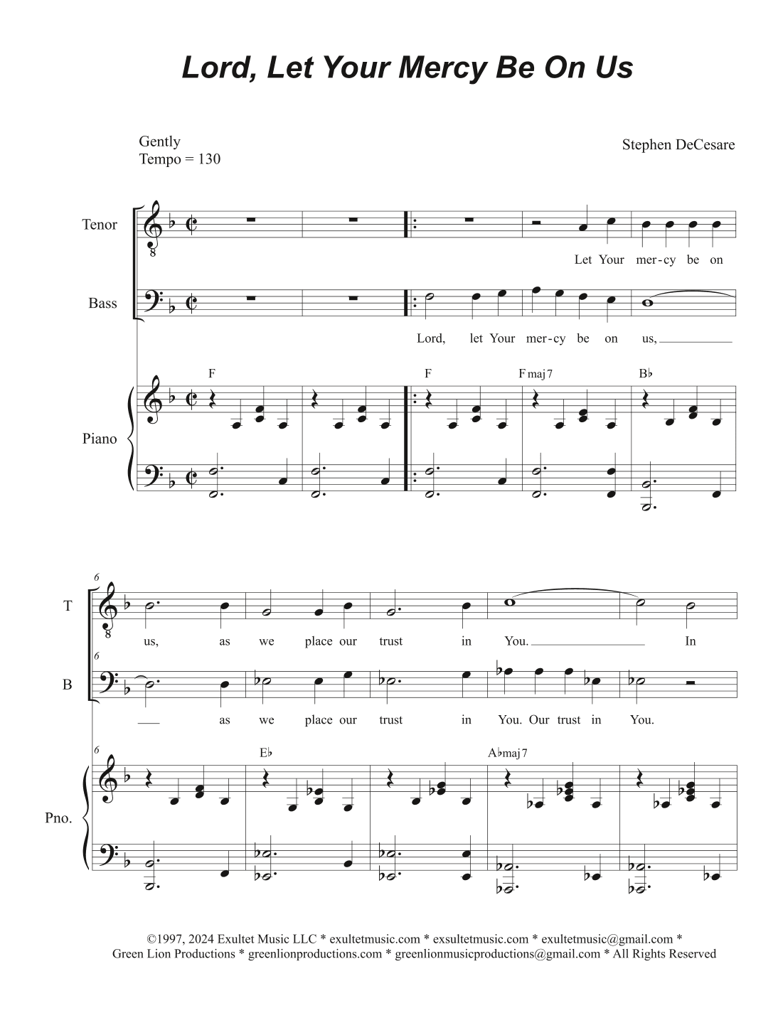 Lord, Let Your Mercy Be On Us (2-part choir - (TB)