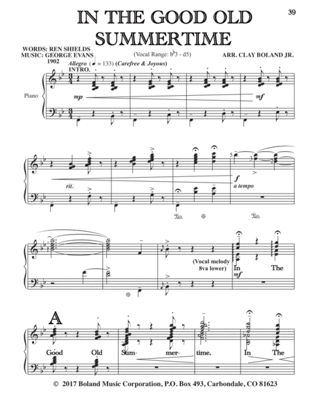 IN THE GOOD OLD SUMMERTIME (arr. Clay Boland Jr.)