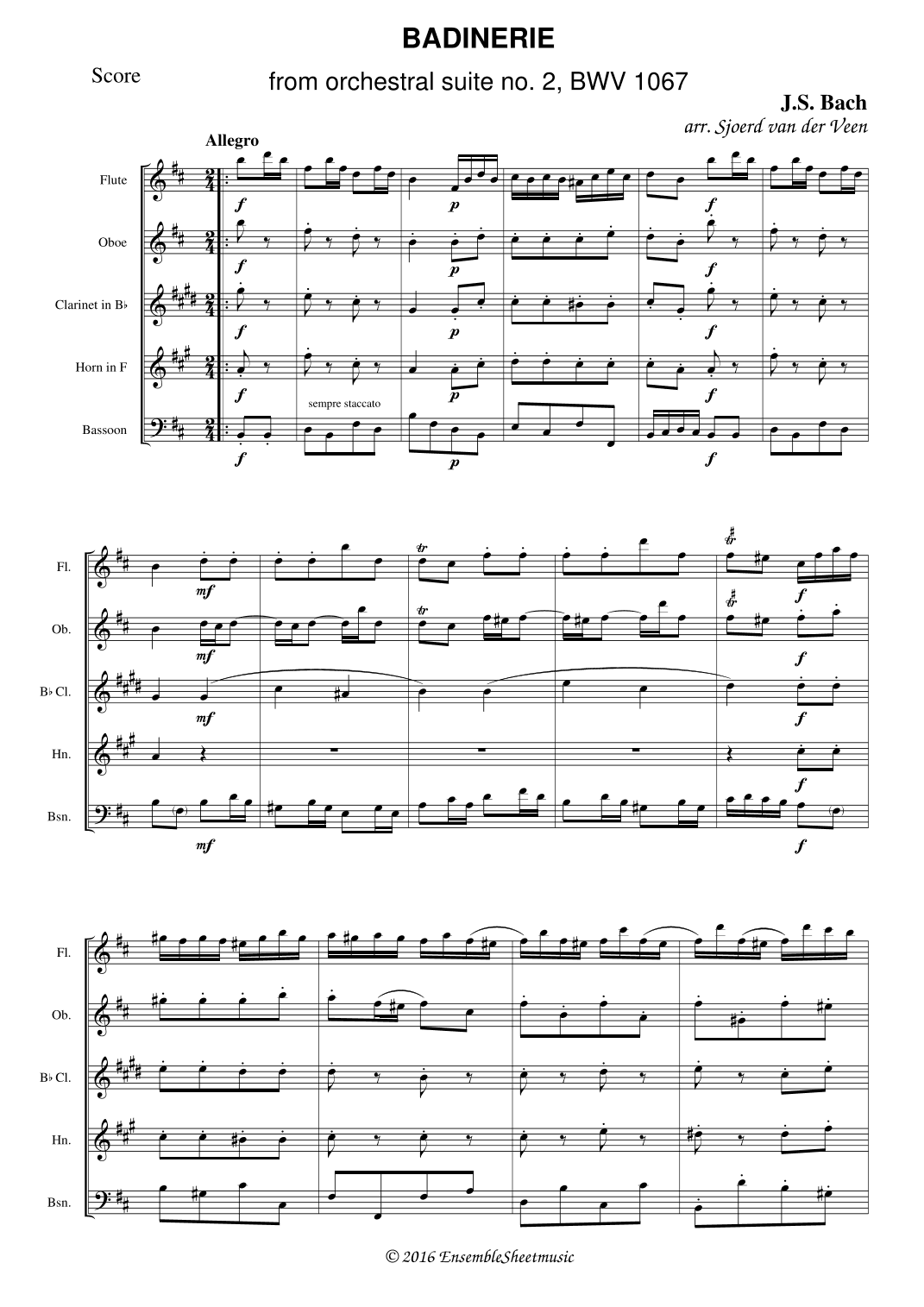 Badinerie from orchestral suite no 2 (arr. Sjoerd van der Veen)