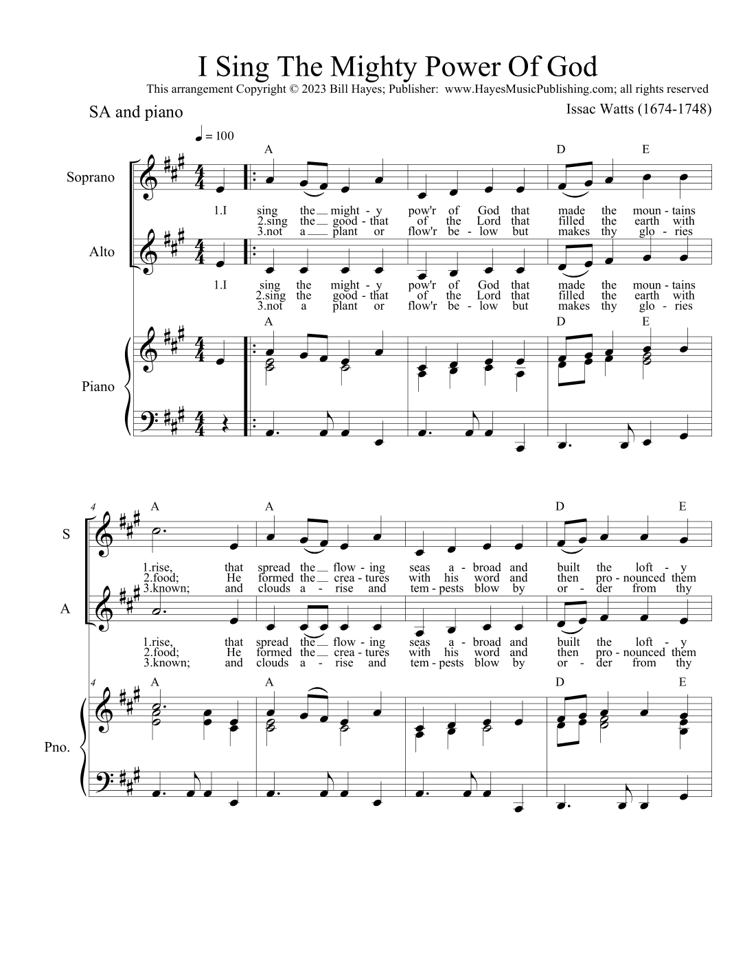 I Sing The Mighty Power of God (arr. Bill Hayes)