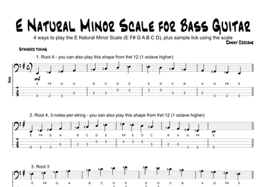 E Natural Minor Scale for Bass Guitar (4 Ways to Play)