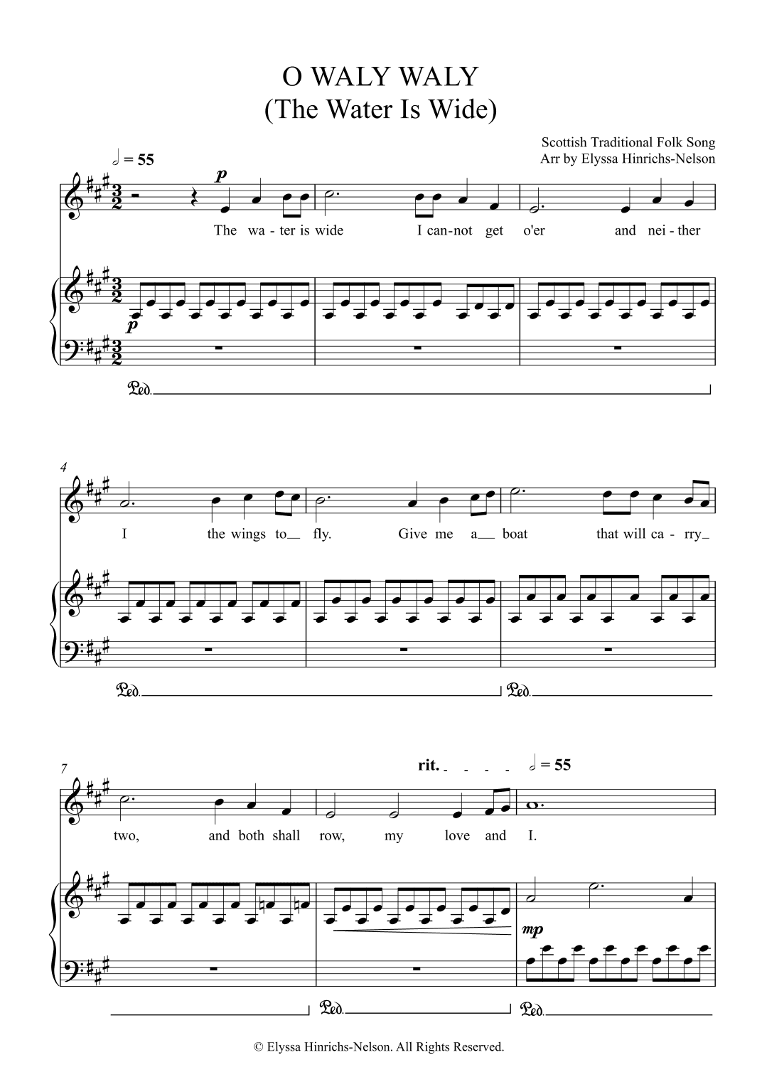 O WALY WALY (THE WATER IS WIDE) Arr Elyssa Hinrichs-Nelson (arr. Elyssa Hinrichs-Nelson)