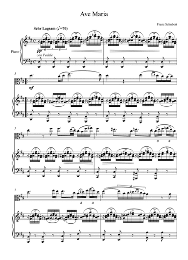Franz Schubert - Ave Maria (Viola Solo) - D Key (arr. André Laitano)