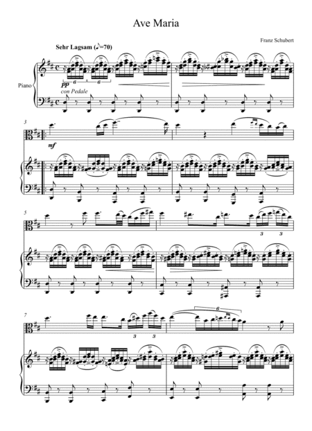 Franz Schubert - Ave Maria (Viola Solo) - D Key (arr. André Laitano)