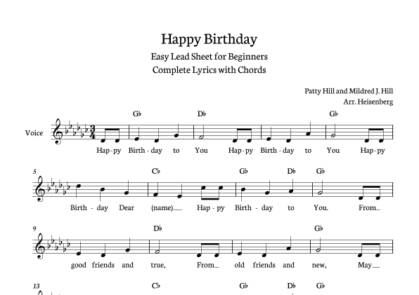 Happy Birthday (arr. Heisenberg)