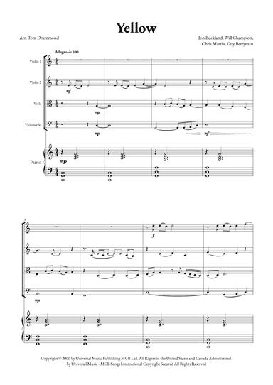 Yellow (arr. Tom Drummond)