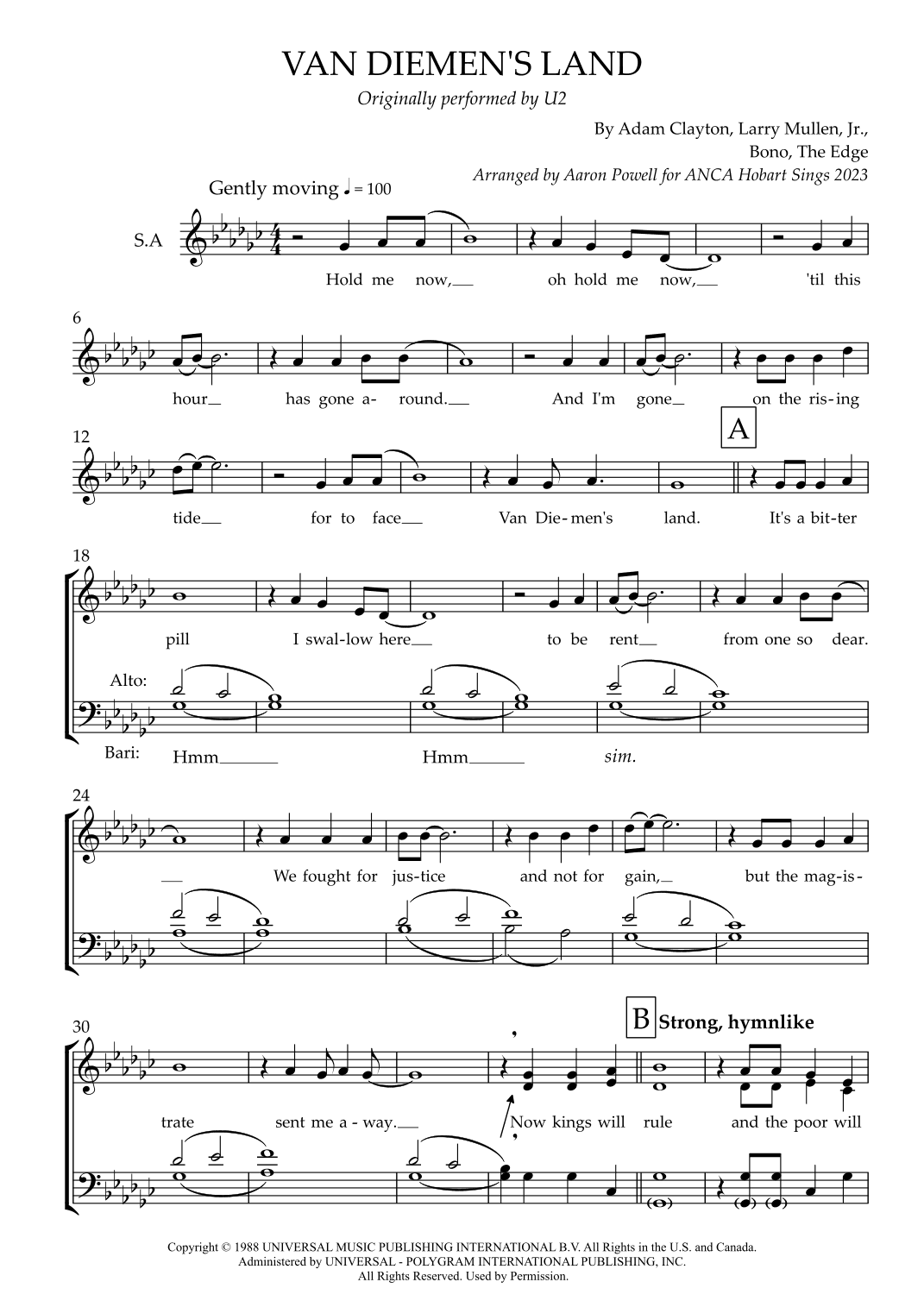 Van Diemen's Land (arr. Aaron Powell)