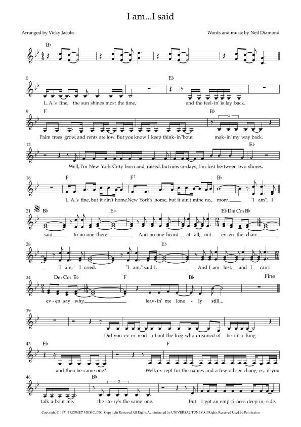 I Am...i Said (arr. Vicky Jacobs)