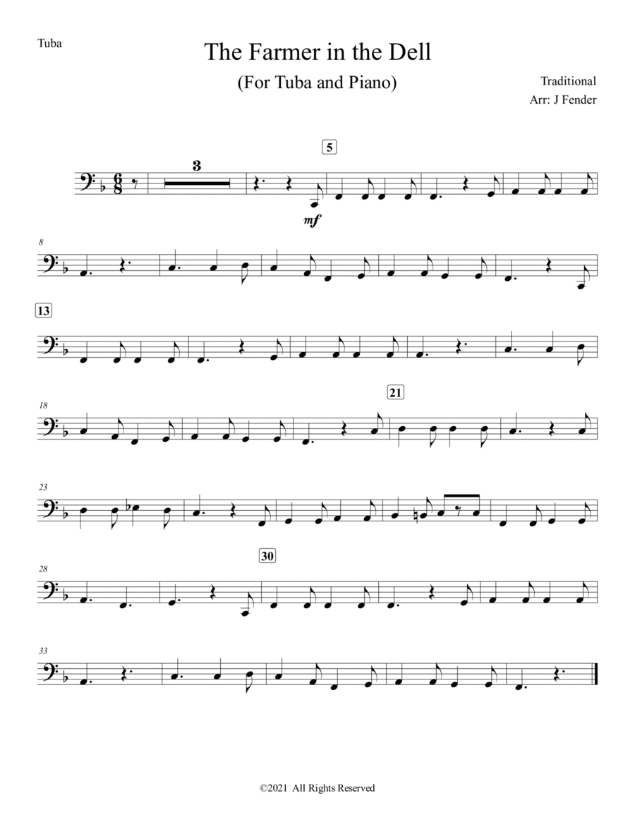 The Farmer in the Dell (Easy) (For Tuba and Piano) (arr. Jerremy Fender)