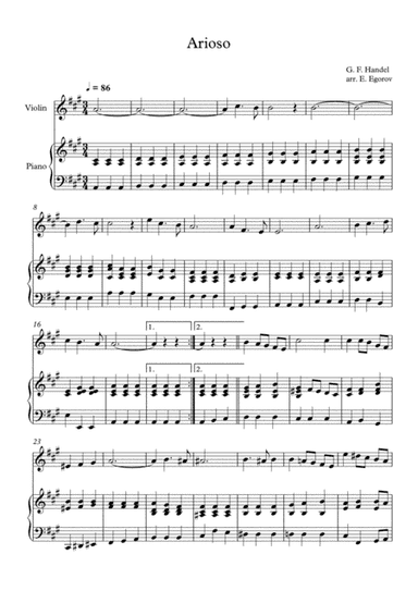 Arioso, George Frideric Handel, For Violin & Piano (arr. Eugene Egorov)