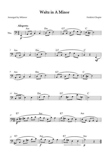 Waltz in A Minor | B. 150,  Op. Posth. | Chopin | Tuba | Chords (arr. Milanov)