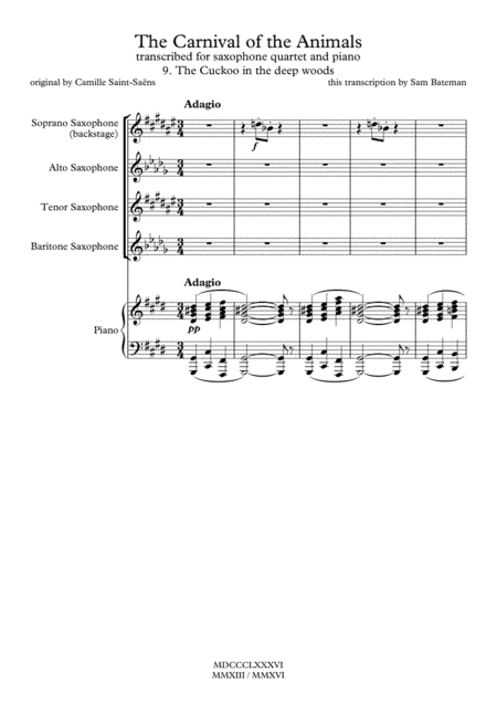 The Carnival of the Animals - 9. The Cuckoo Deep in the Woods (arr. Sam Bateman)