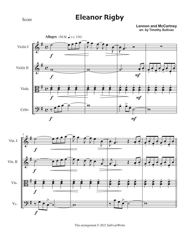 Eleanor Rigby (arr. Timothy Sullivan)