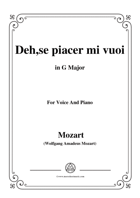 Mozart-Deh,se piacer mi vuoi,from 'La Clemenza di Tito',in G Major,for Voice and Piano (arr. MSM)