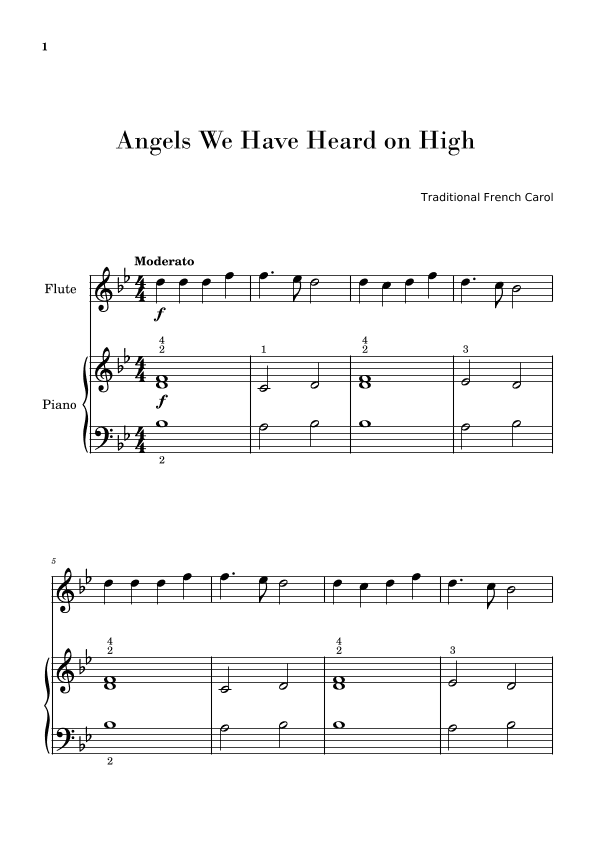Angels We Have Heard on High (for Flute and Piano Beginners) (arr. Gisele Sant'Ana)