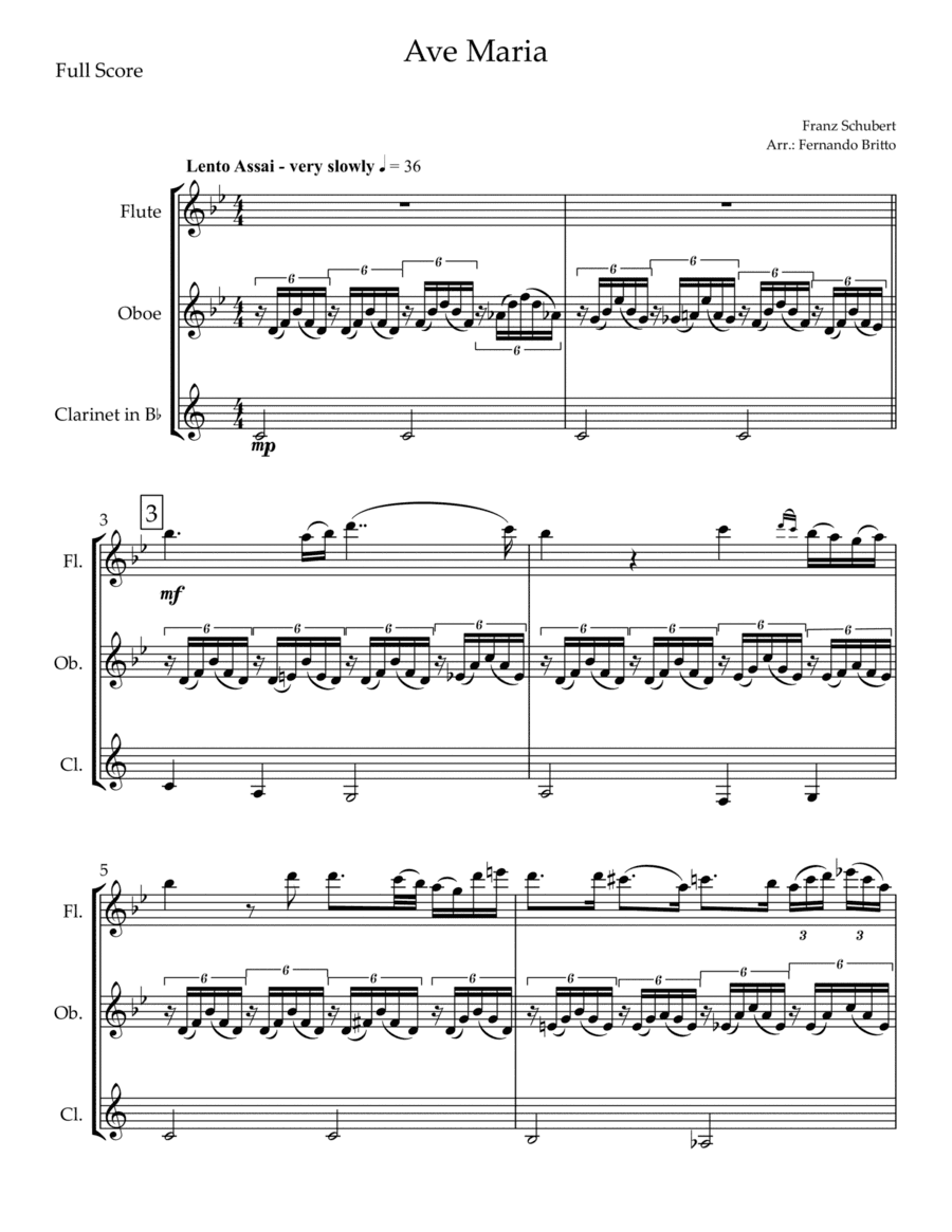 Ave Maria (Franz Schubert) for Woodwind Trio (arr. Fernando Britto)