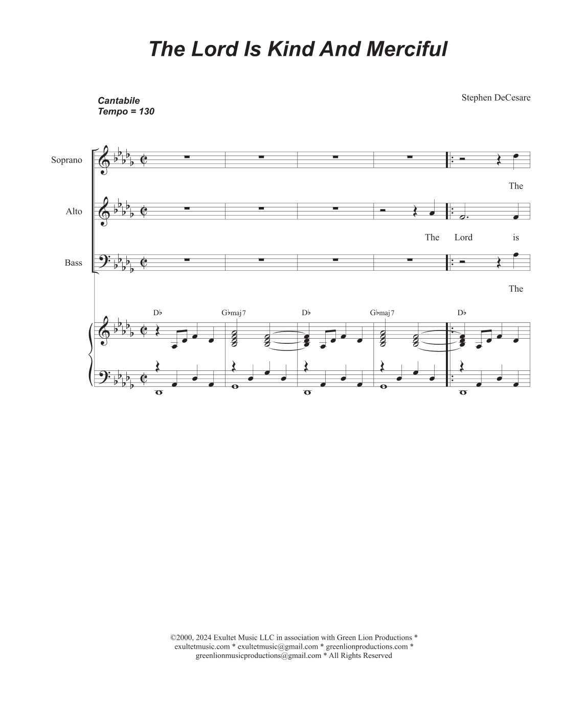 The Lord Is Kind And Merciful (Vocal Trio - (SAB)