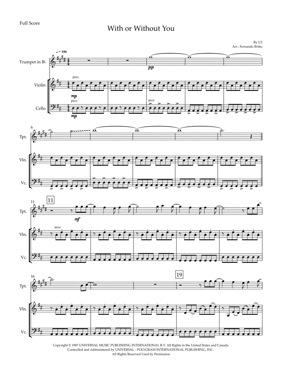 With Or Without You (arr. Fernando Britto)