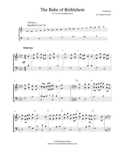 The Babe of Bethlehem (The Babe in Bethlem's Manger Laid) - for 2-octave handbell choir (arr. Samuel Stokes)