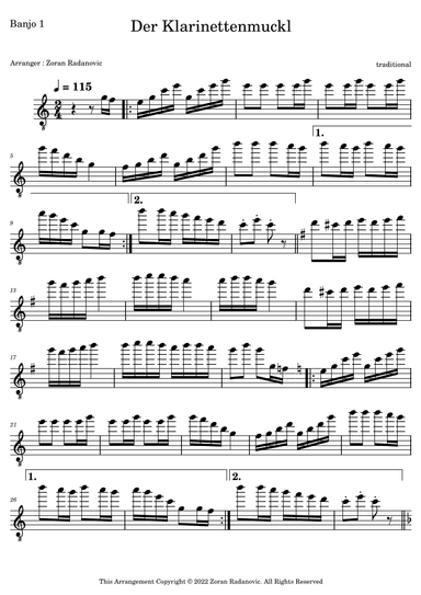 Clarinet polka - Der Klarinettenmuckl - for solo banjo (arr. Zoran Radanovic)