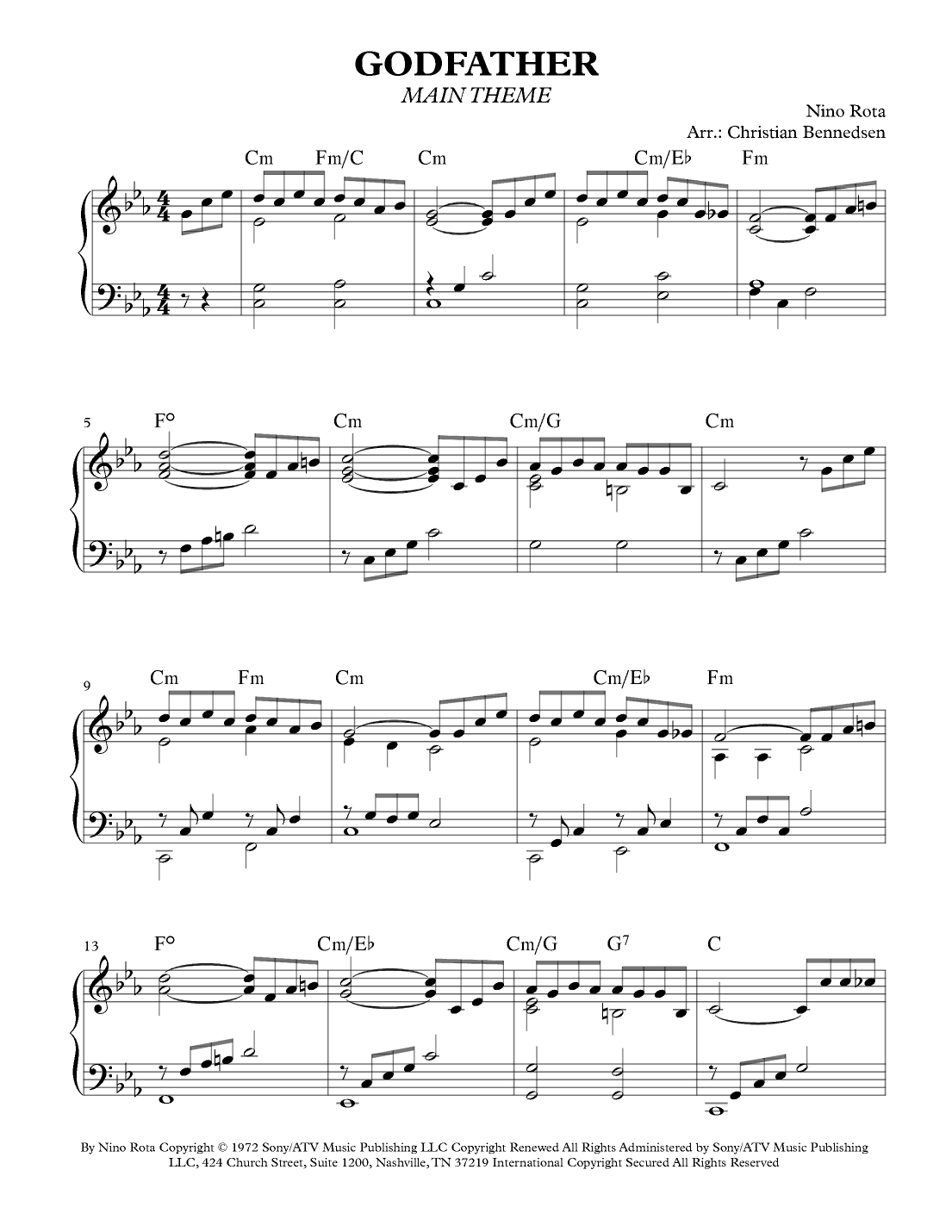 The Godfather (main Theme) (arr. Christian Bennedsen)