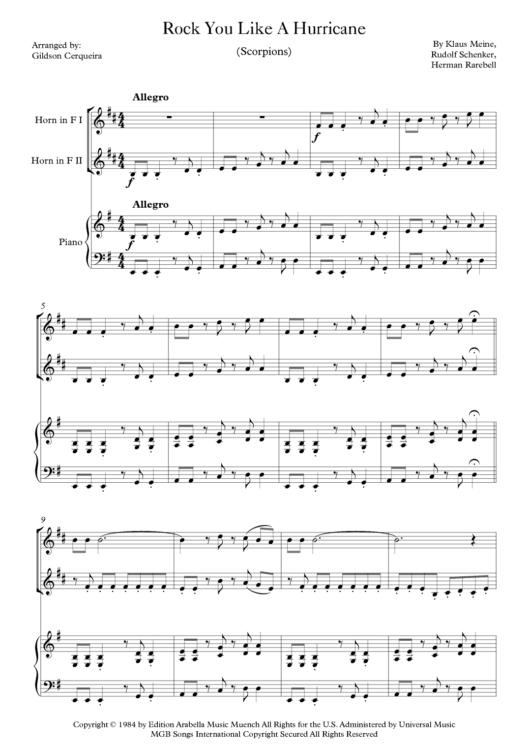 Rock You Like A Hurricane (arr. Gildson Cerqueira)