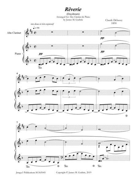 Debussy: Reverie for Alto Clarinet & Piano (arr. James M. Guthrie)