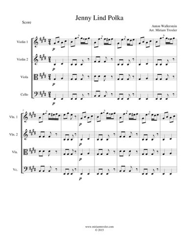 Jenny Lind Polka for String Quartet (arr. Miriam Troxler)