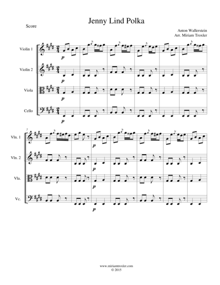 Jenny Lind Polka for String Quartet (arr. Miriam Troxler)
