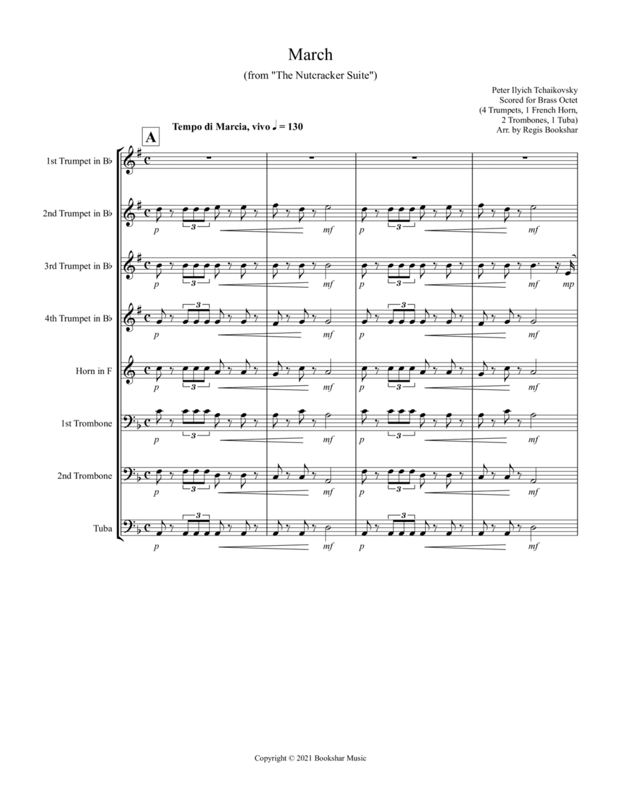 March (from "The Nutcracker Suite") (F) (Brass Octet - 4 Trp, 1 Hrn, 2 Trb, 1 Tuba) (arr. Regis Bookshar)