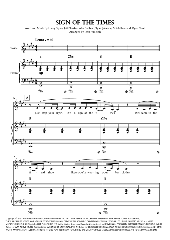 Sign Of The Times (arr. John Rudolph)