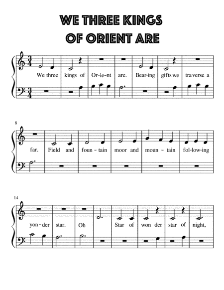 We Three Kings Of Orient Are for Very Easy Piano (arr. Kimberly Steele)